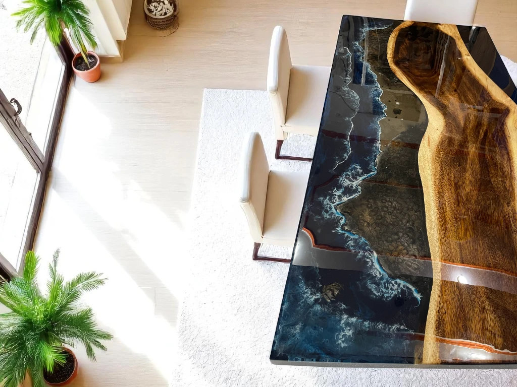 Handmade Black Walnut Epoxy Table – Custom Acacia Wood Slabs